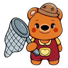 cute retro bear hello spring and summer