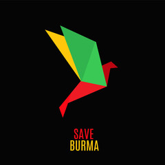 illustration vector of save burma perfect for print,campaign,etc