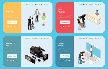 News Media Isometric Set