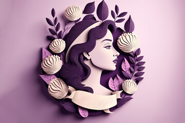 Womans day design in papercut style