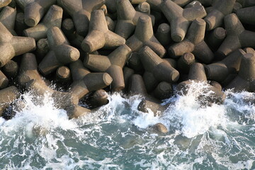 breakwater and waves