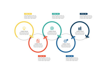 Presentation circular line business infographic template design with 5 step