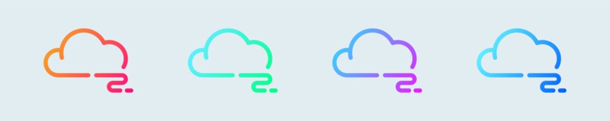 Foggy line icon in gradient colors. Weather signs vector illustration.