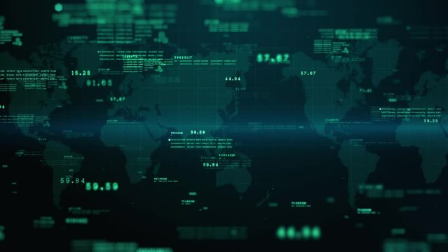 Digital Data Abstract Background with Technology Digital Cyberspace, Data Analysis and Global Network Connections, Seamless loop 4k Animation