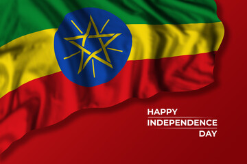 Ethiopia independence day greetings card with flag