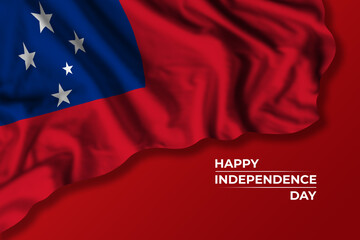 Samoa independence day greetings card with flag