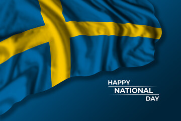 Sweden independence day greetings card with flag