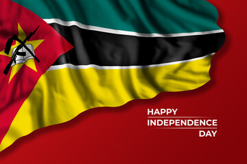 Mozambique independence day greetings card with flag
