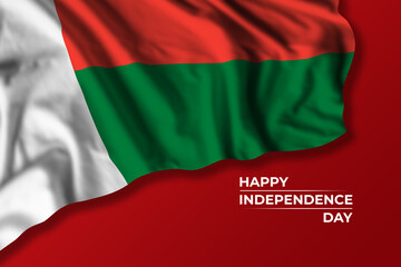 Madagascar independence day greetings card with flag