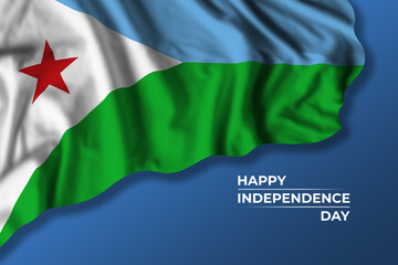 Djibouti independence day greetings card with flag