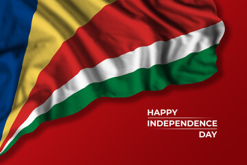 Seychelles independence day greetings card with flag