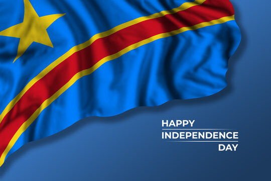 DR Congo independence day greetings card with flag