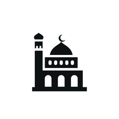 Mosque flat icon isolated on white background. Islamic ramadan icon vector