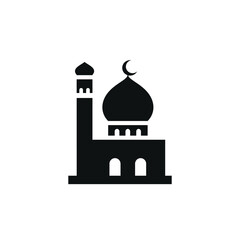 Mosque flat icon isolated on white background. Islamic ramadan icon vector