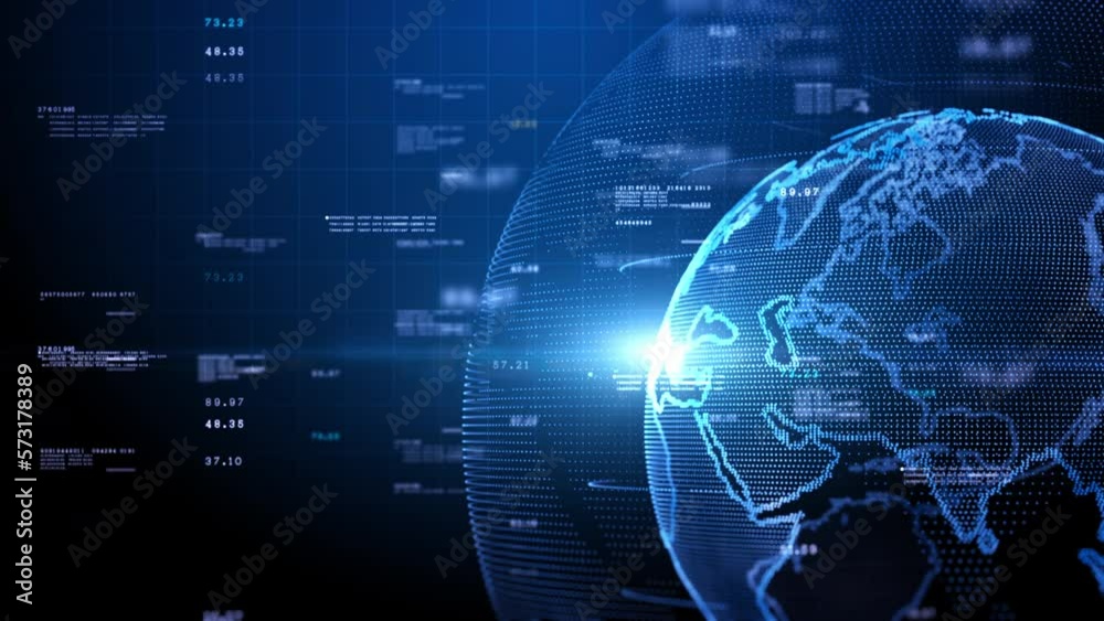Poster Digital Data Abstract Background with Technology Digital Cyberspace, Data Analysis and Global Network Connections, 4k Animation