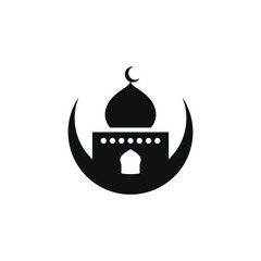 Mosque flat icon isolated on white background. Islamic ramadan icon vector