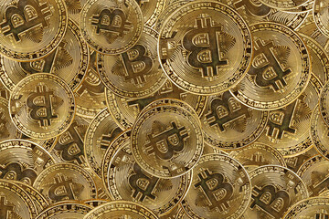 経済イメージ　大量の仮想通貨