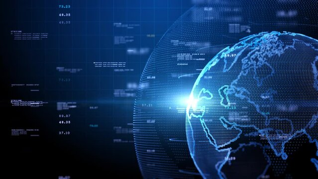 Digital Data Abstract Background with Technology Digital Cyberspace, Data Analysis and Global Network Connections, 4k Animation