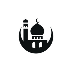 Mosque flat icon isolated on white background. Islamic ramadan icon vector