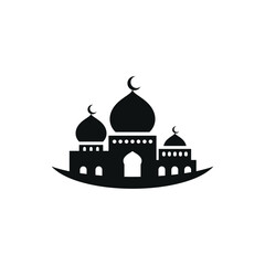 Mosque flat icon isolated on white background. Islamic ramadan icon vector