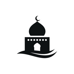 Mosque flat icon isolated on white background. Islamic ramadan icon vector