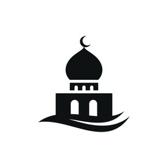 Mosque flat icon isolated on white background. Islamic ramadan icon vector