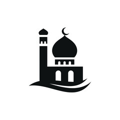 Mosque flat icon isolated on white background. Islamic ramadan icon vector