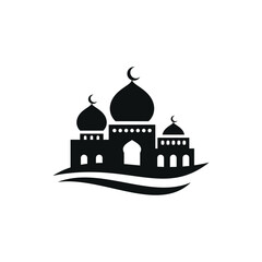 Mosque flat icon isolated on white background. Islamic ramadan icon vector