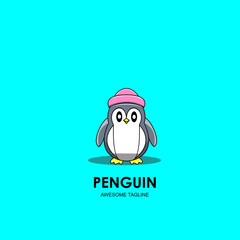 Penguin icon logo design illustration template