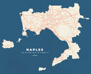 Naples city map vector poster flyer