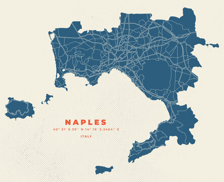 Naples city map vector poster flyer