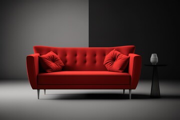 isolated modern red couch