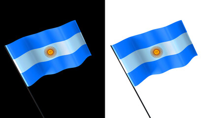 Flag of argentina on white and black backgrounds
