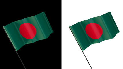 Flag of bangladesh on white and black backgrounds