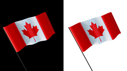 Flag of canada on white and black backgrounds