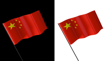 Flag of china on white and black backgrounds