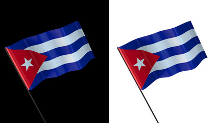 Flag of cuba on white and black backgrounds