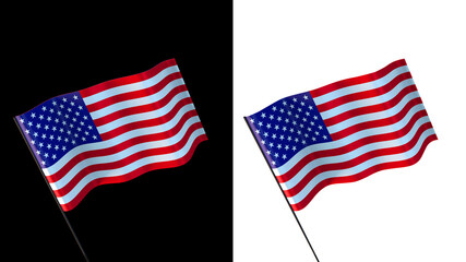 Flag of usa on white and black backgrounds
