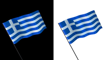 Flag of greece on white and black backgrounds