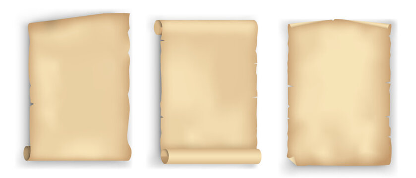 set of realistic parchment old paper isolated