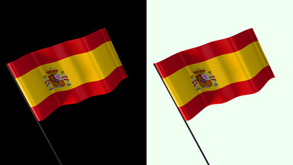 Flag of spain on white and black backgrounds