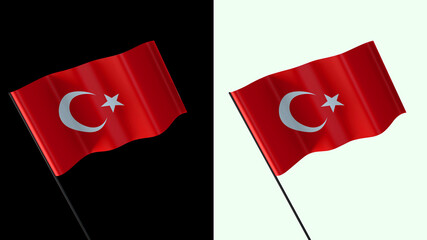 Flag of the turkey on white and black backgrounds