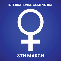 Happy Women's Day celebrations concept with symbol of a women on beautiful blue background.