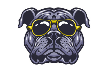 bulldog with glasses