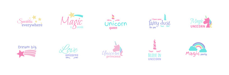 Unicorn hand written lettering inscription positive quote, calligraphy vector illustration. Text sign slogan design for quote poster, greeting card, print, cool badge