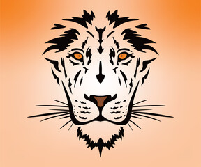 LION FACE LOGO, silhouette of great jungle king head vector illustrations