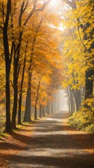 Fototapeta premium A large fall park, with beautiful streets, bike paths. The best place for a walk.