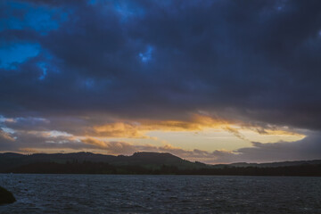 sunset over the windermere lake