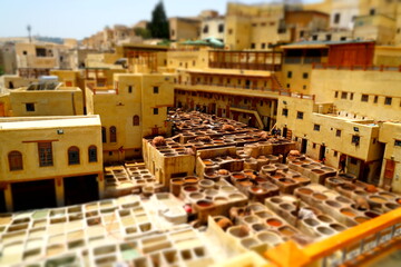 Chouara Tannery in the city of Fez, Morocco. 