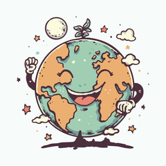 Happy Earth Day Cute Cartoon Illustration